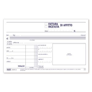 RICEVUTE/FATTURE DI AFFITTO – BLOCCO 50/50 FOGLI AUTORICALCANTE – 10X16,8 CM